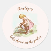 Baby shower  kinderzomertuin ronde sticker (Voorkant)
