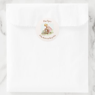 Baby shower  kinderzomertuin ronde sticker