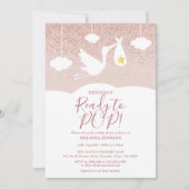 Baby Shower klaar om te barsten Ooievaar Roze Goud Kaart (Voorkant)