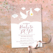 Baby Shower klaar om te barsten Ooievaar Roze Goud Kaart