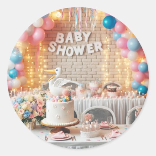 Baby shower Klassieke Sticker (Voorkant)