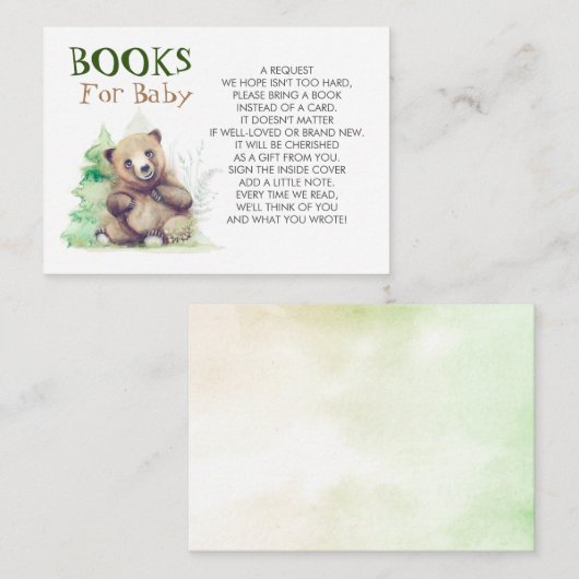 Baby shower kleine Beer boeken voor Baby Visitekaartje (Voorkant / Achterkant)