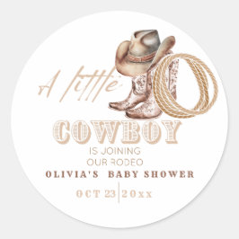 Baby shower Kleine Cowboy Ronde Sticker