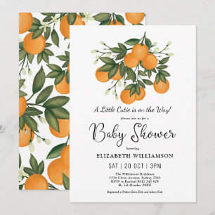Baby shower kleine cutie botanische citrusSinaasap Kaart
