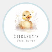 Baby Shower Kleine Eend Ronde Sticker (Voorkant)