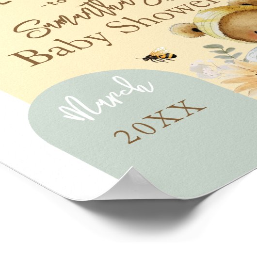 Baby shower kleine honingbijen Beer welkom Poster (Hoek)