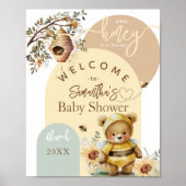 Baby shower kleine honingbijen Beer welkom Poster (Voorkant)