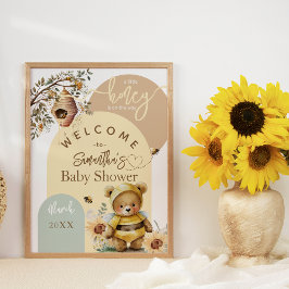 Baby shower kleine honingbijen Beer welkom Poster