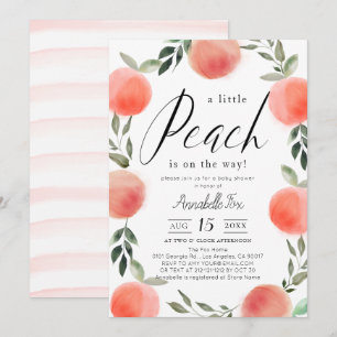 Baby shower kleine perzikWaterverf Kaart