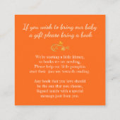 Baby shower kleine pompoen boek cadeau aanvraag ka informatiekaartje (Achterkant)