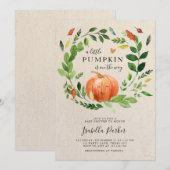 Baby Shower Kleine Pompoen Herfst Landelijke Groen Kaart (Voorkant / Achterkant)