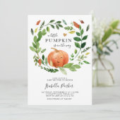 Baby shower kleine pompoen Herfst rustieke groen Kaart (Staand voorkant)