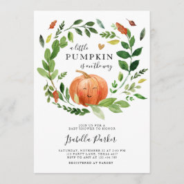 Baby shower kleine pompoen Herfst rustieke groen Kaart