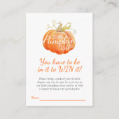 Baby shower kleine pompoen luier loterij informatiekaartje (Achterkant)