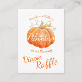 Baby shower kleine pompoen luier loterij informatiekaartje (Voorkant)