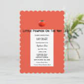 Baby shower kleine pompoen op de weg QR-code Kaart (Staand voorkant)