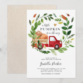 Baby shower kleine pompoen truck Herfst groen Kaart
