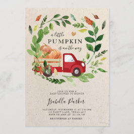 Baby shower kleine pompoen truck Herfst groen Kaart