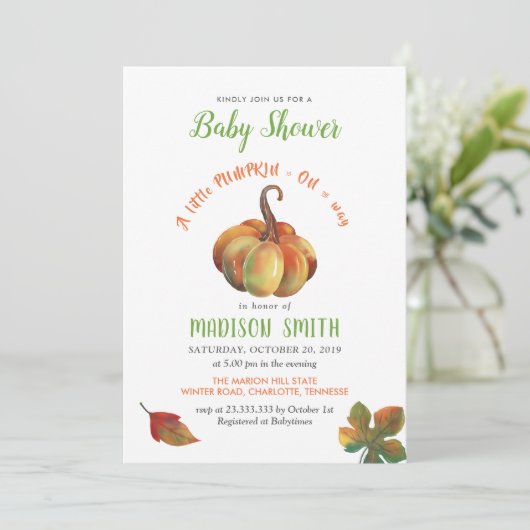 Baby Shower | Kleine pompoen zijn onderweg Kaart (Staand voorkant)