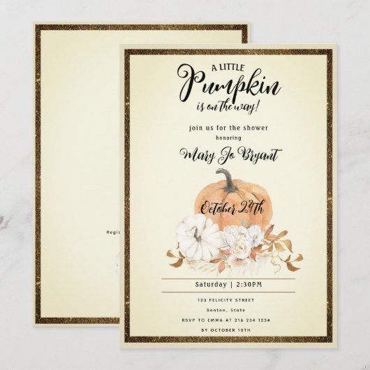 Baby shower kleine pompoHerfst Kaart (Voorkant / Achterkant)