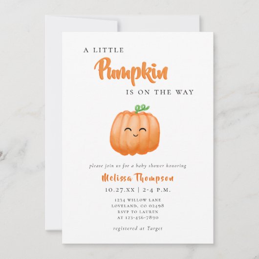 Baby shower kleine pompoHerfst Kaart (Voorkant)