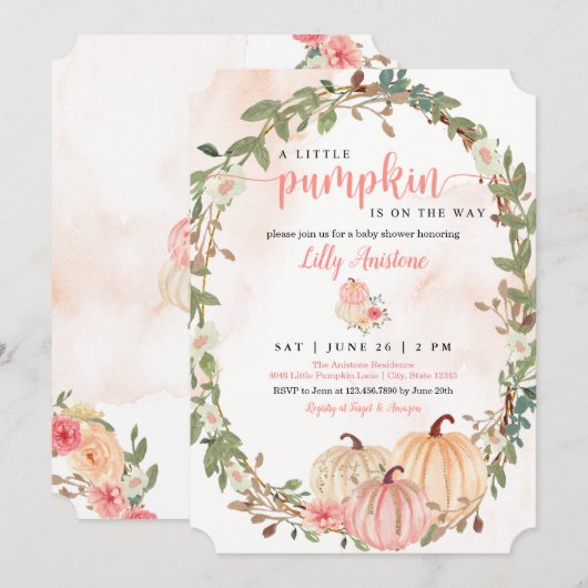 Baby shower kleine pompoHerfst Kaart (Voorkant / Achterkant)