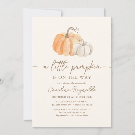 Baby shower kleine pompoHerfst Kaart (Voorkant)