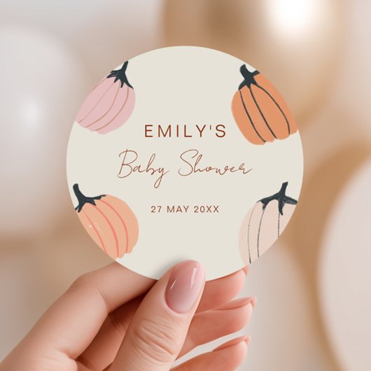 Baby shower kleine pompoHerfst Ronde Sticker