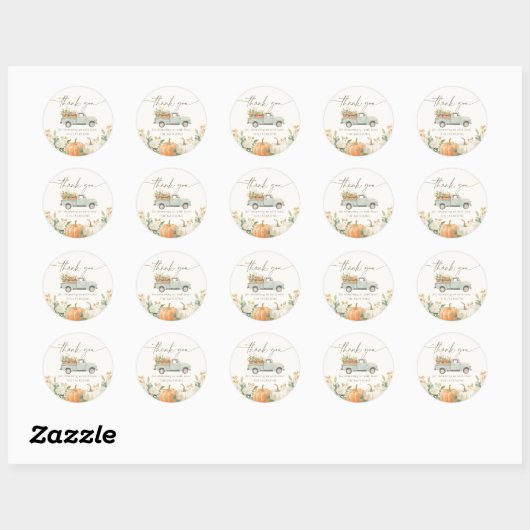 Baby shower kleine pompoHerfst Ronde Sticker (Vel)