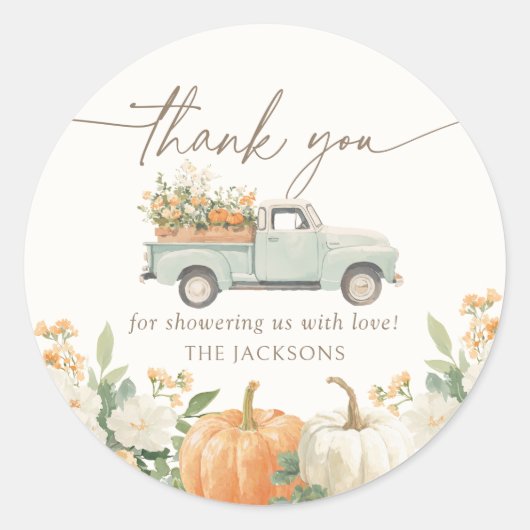 Baby shower kleine pompoHerfst Ronde Sticker (Voorkant)