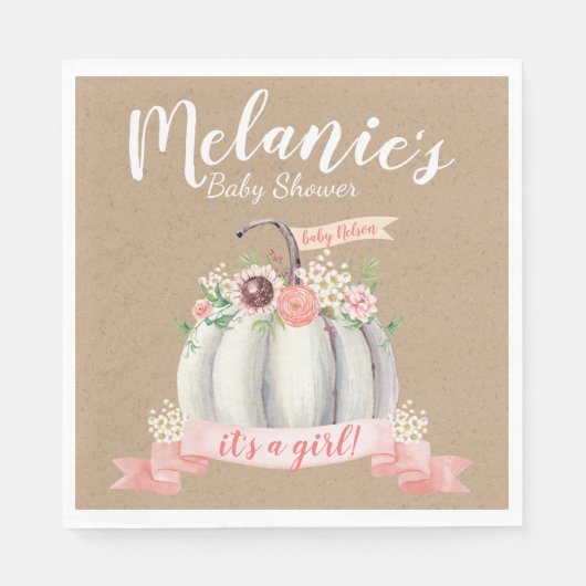 Baby shower kleine pompoHerfst Servet (Voorkant)