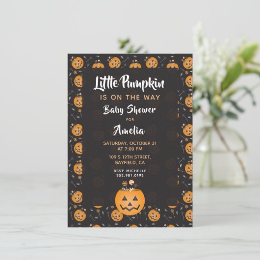 Baby shower kleine pompoTrick or treat Kaart (Staand voorkant)