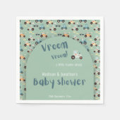 Baby shower kleine tractor vooruit blauwgroen Papi Servet (Voorkant)