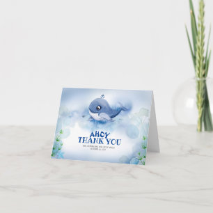 Baby shower kleine walvis blauwe Waterverf Bedankkaart