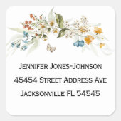 Baby shower  Kleurrijk Bloemen Adres Vierkante Sticker (Voorkant)