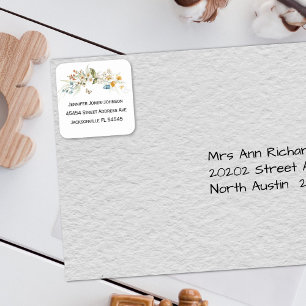 Baby shower  Kleurrijk Bloemen Adres Vierkante Sticker