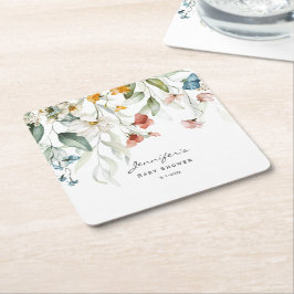 Baby shower, Kleurrijke Stilleven Floral Drop, Kartonnen Onderzetters