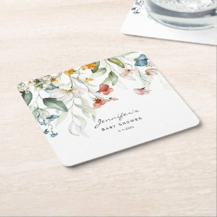 Baby shower, Kleurrijke Stilleven Floral Drop, Kartonnen Onderzetters