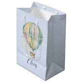 Baby shower, kleurrijke waterverf heteluchtballon medium cadeauzakje (Voorkant Gekanteld)