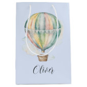 Baby shower, kleurrijke waterverf heteluchtballon medium cadeauzakje (Voorkant)