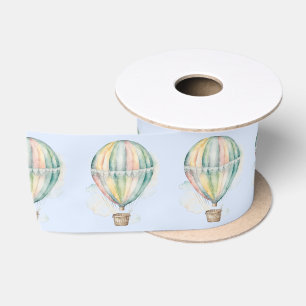 Baby shower, kleurrijke waterverf heteluchtballon satijnen lint