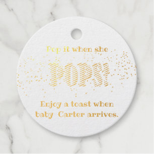 Baby Shower knal het als ze barst Confetti Bedankjes Labels