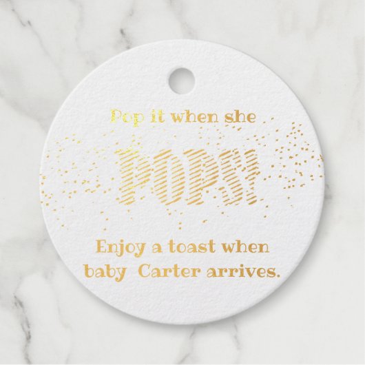 Baby Shower knal het als ze barst Confetti Bedankjes Labels (Voorkant)