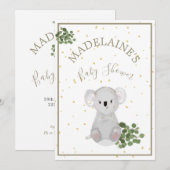 Baby shower Koala Floral Green Kaart (Voorkant / Achterkant)