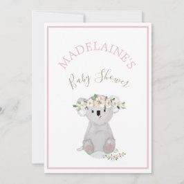 Baby shower Koala Floral Pink Kaart