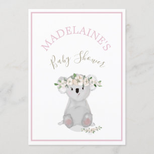 Baby shower Koala Floral Pink Kaart