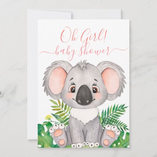 Baby shower Koala Oerwoud Waterverf Kaart (Achterkant)
