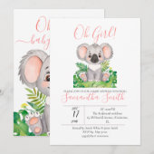 Baby shower Koala Oerwoud Waterverf Kaart (Voorkant / Achterkant)