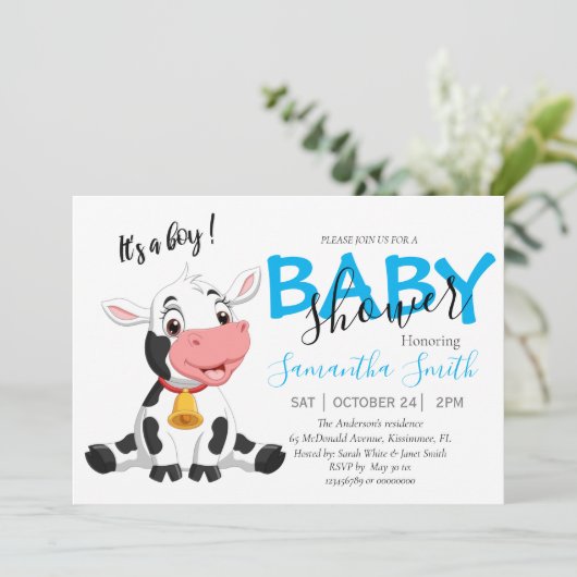 Baby shower koe aankondiging (Staand voorkant)