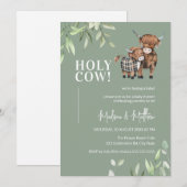 Baby shower Koe Greenery Highland Koe Kaart (Voorkant / Achterkant)